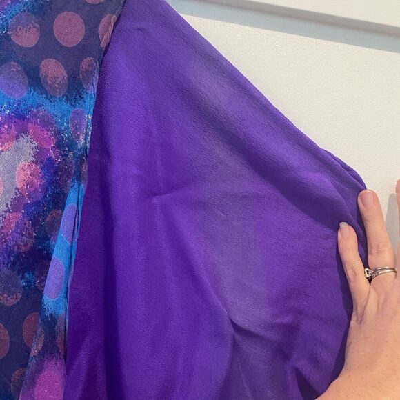 Vintage Chez Zvanni Silk Blouse Women’s Size Medium M Purple Blue Tiered Layers - Picture 11 of 11